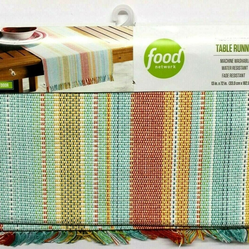 Food Network 13" x 72" Stripe Table Water Resistant Runner,